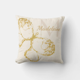 Almofada Borboleta Dourada elegante Monograma Boho