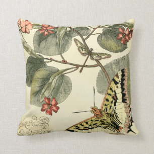 Almofada Borboleta e Dragonfly com Flores Vermelhas