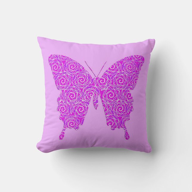 Almofada Borboleta em abstrato - lavanda, roxa (Frente)