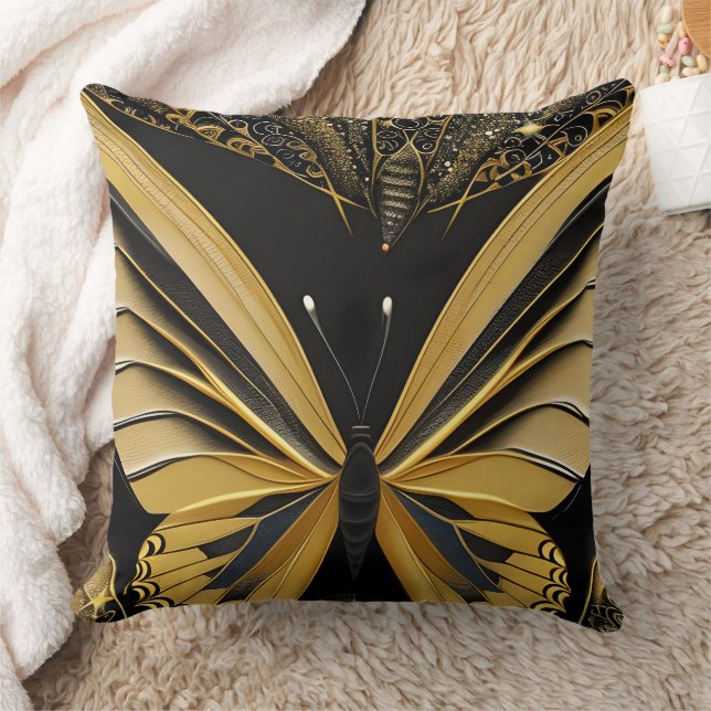 Almofada Borboleta em Preto (Cobertor)