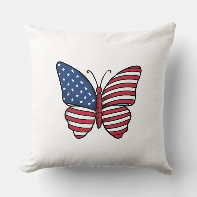 Almofada Borboleta EUA Flag Sublimation-62614 (Frente)