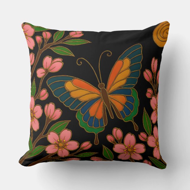 Almofada Borboleta Flor de Cerejeira Lua (Frente)