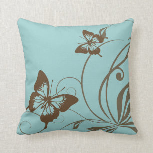 Almofada Borboleta Marrom e Teal