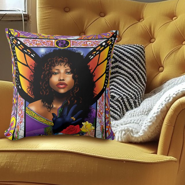 Almofada Borboleta Monarca Fada Purple Floral (Criador carregado)