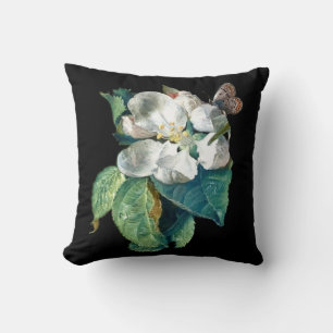ALMOFADA BORBOLETA NA FLOR BRANCA, FLORAL PRETO