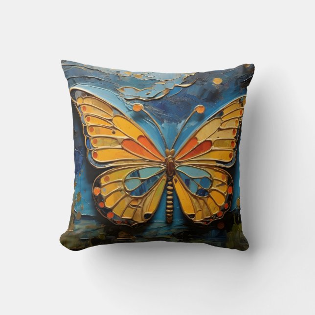 Almofada Borboleta No Céu Noturno #2 (Frente)