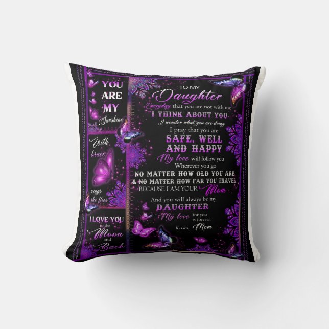 Almofada Borboleta Personalizada Para Meu Cobertor Filha (Frente)