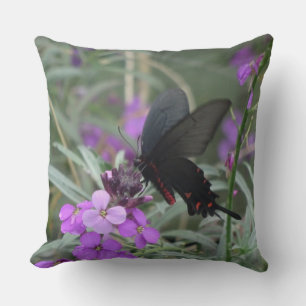 Almofada Borboleta Preta no Travesseiro decorativo Flores R