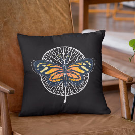 Almofada Borboleta Simples Preta e Branca