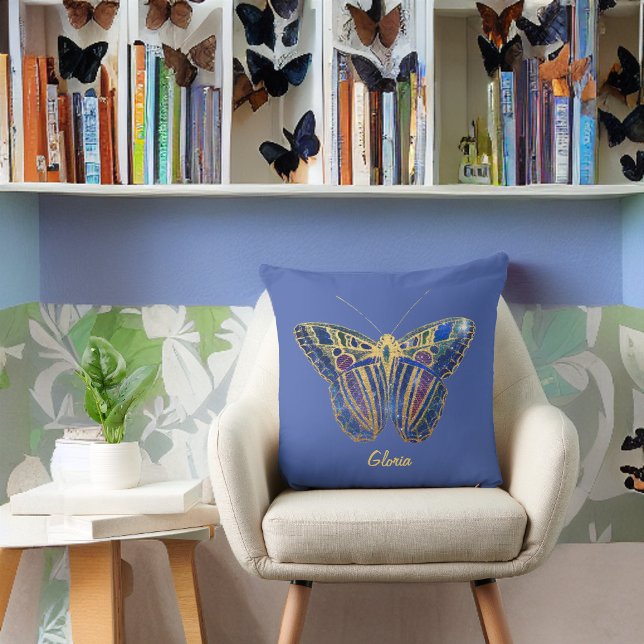 Almofada Borboleta Tonelada de Joias em Azul Puro (Criador carregado)