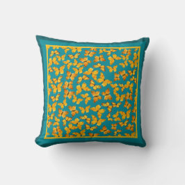 Almofada Borboletas de Ouro de Aquarela em Teal