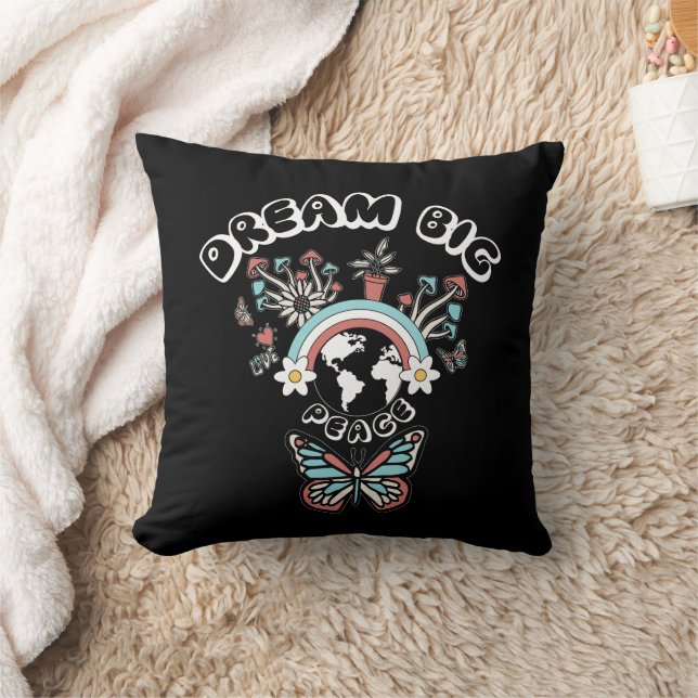 Almofada Borboletas e Cogumelos Sonham Grande inspo positiv (Cobertor)