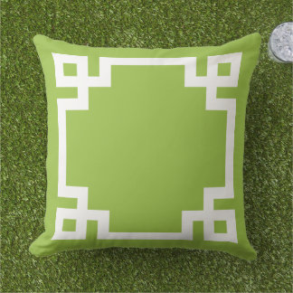 Almofada Borda-chave grega branca e verde
