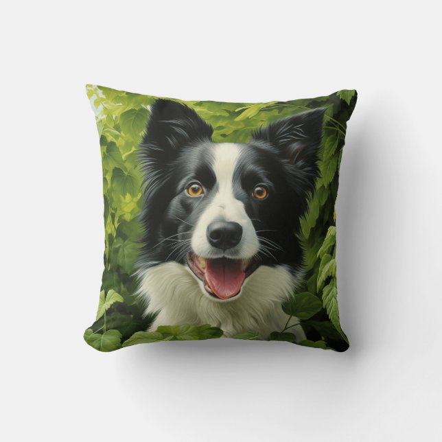 Almofada Borda Collie em verde (Frente)