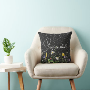 Almofada Borda De Flor Selvagem Nas Bolinhas
