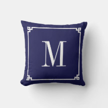 Borda Monogramada Chave Grega Azul Marinho e Branc
