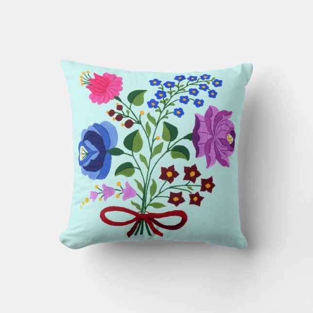 Almofada Bordado húngaro da flor do OPUS (Frente)