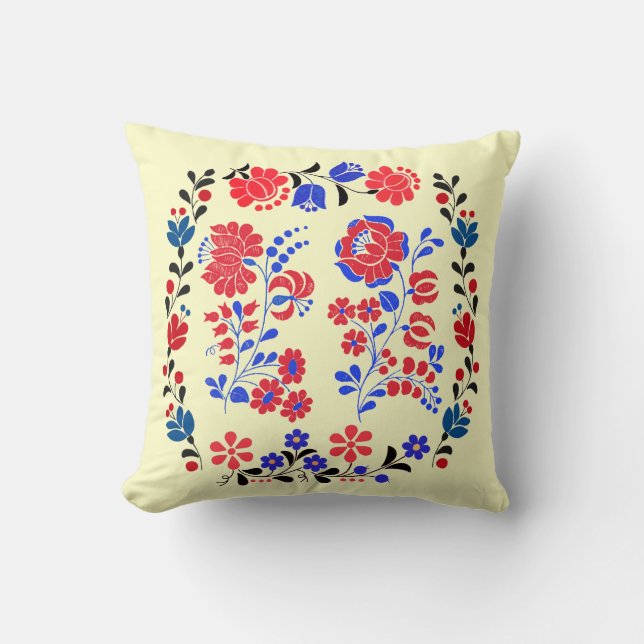 Almofada Bordado húngaro da flor do OPUS (Frente)