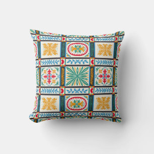 Almofada Bordado Maiolica Italiano: Floral Mediterrânica