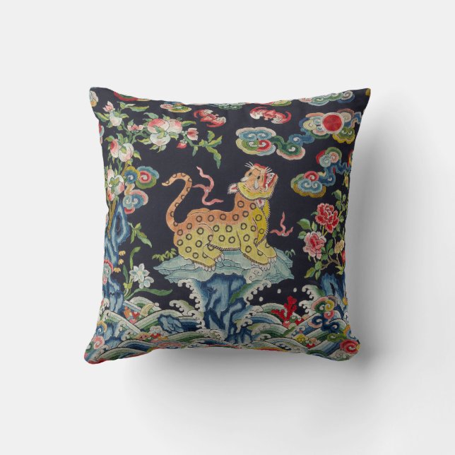 Almofada bordados antigos de flores-leopardo-de-safra (Verso)