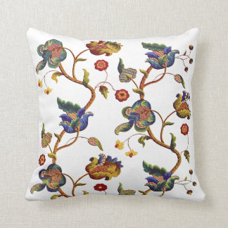 Almofada Bordados Blue Floral Faux Jacobean