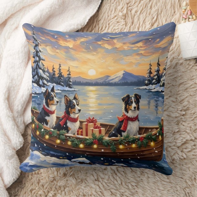 Almofada Border Collie Christmas Boat Holiday (Cobertor)