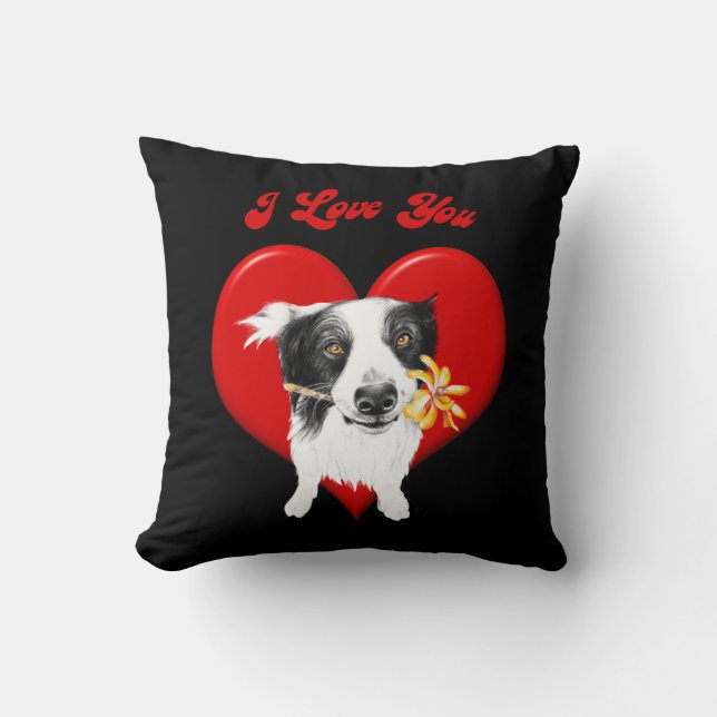 Almofada Border collie eu te amo (Frente)