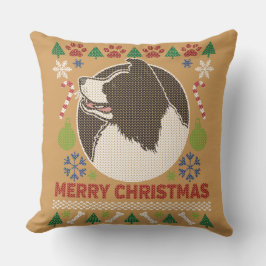 Almofada Border Collie Felry Christmas Ugly Sweater