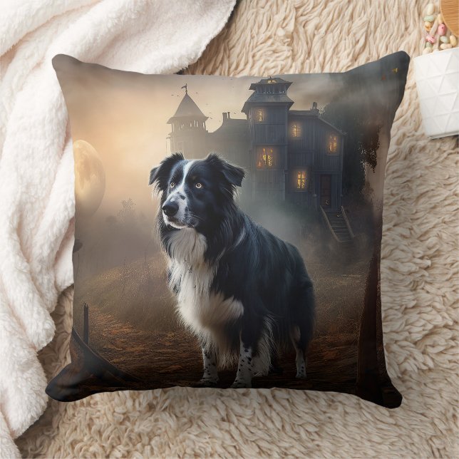 Almofada Border Collie Halloween Assustador  (Cobertor)
