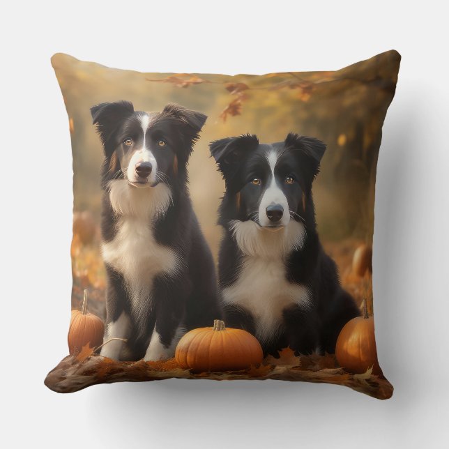 Almofada Bordo Collie Puppy Autumn Delight Pumpkin (Frente)