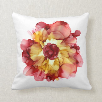 Almofada Borgonha e Camellia Dourada travesseiro floral pin