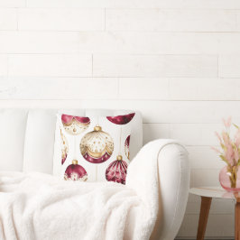 Almofada Borgonha e Marfim e Enfeites de natal Dourados