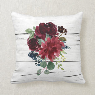Almofada Borgonha Floral Elegante Russo Bonito