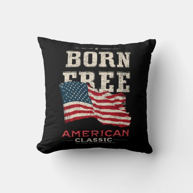 Almofada Born Free American Classic Patriotic USA Flag Blue (Frente)