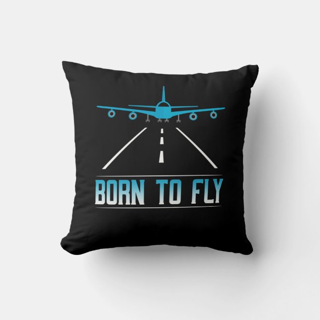Almofada Born To Fly Aviation Pilot Flying Airplane Aircraf (Frente)