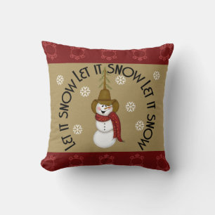 Almofada Borrão de Arte Folhosa Bonita Snowman Natal