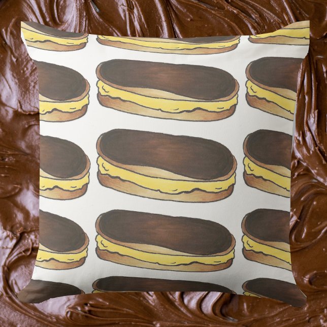 Almofada Boston Cream Pie Chocolate Eclair Dessert Paery (Boston Cream Eclair Pillow)