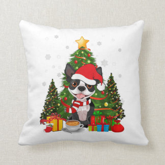 Almofada Boston Terrier Dog Christmas É Gift Coffee Light