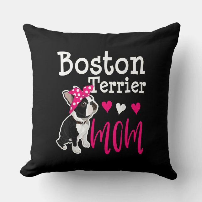 Almofada Boston Terrier Dog Mãe Proprietária Cute Engraçado (Frente)