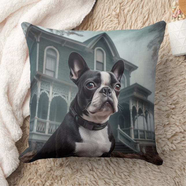 Almofada Boston Terrier Halloween Scary (Cobertor)