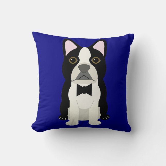 Almofada Boston Terrier navy (Frente)