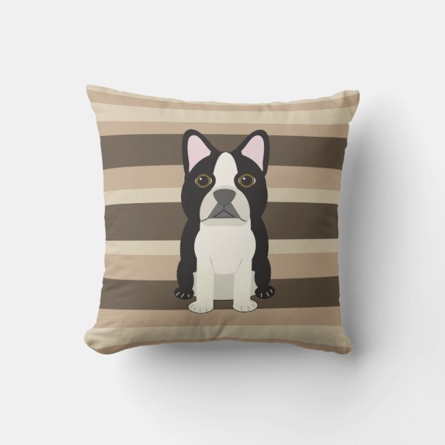 Almofada Boston Terrier Neutral striped  (Frente)