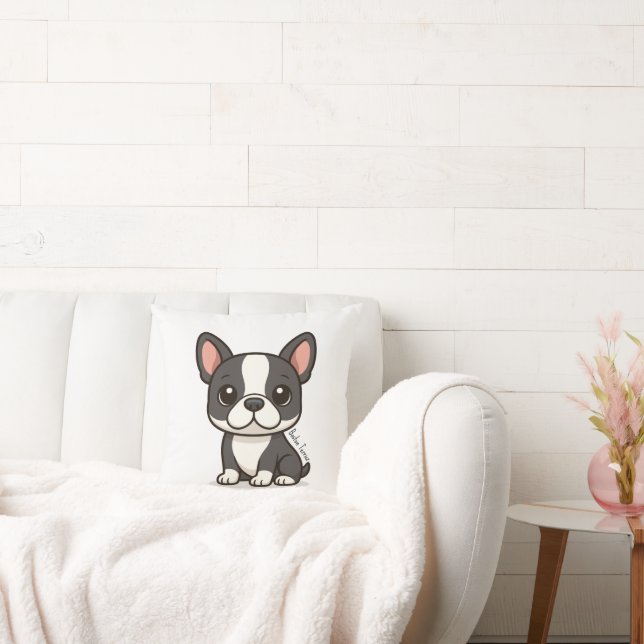 Almofada Boston Terrier Nome Personalizado (Sofá)