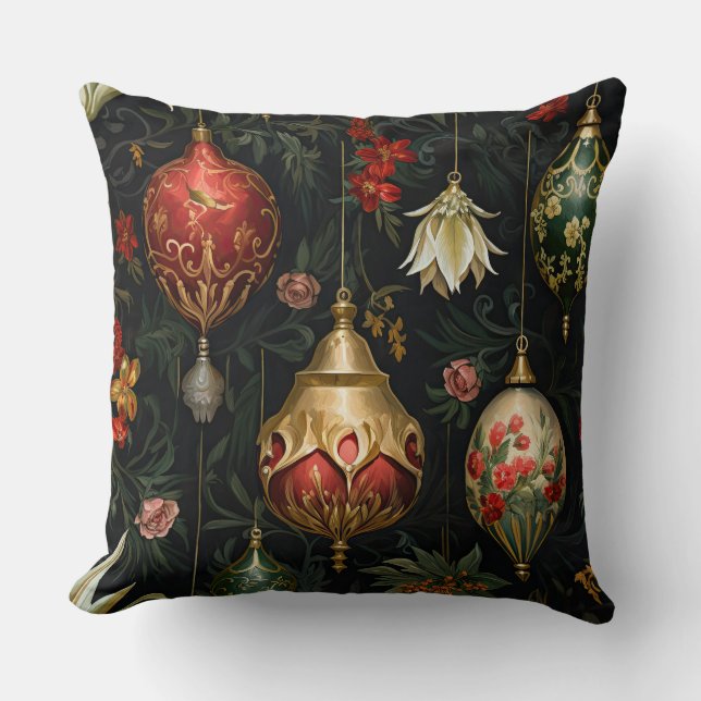 Almofada Botânica de Balé de Natal Sombreado (Frente)