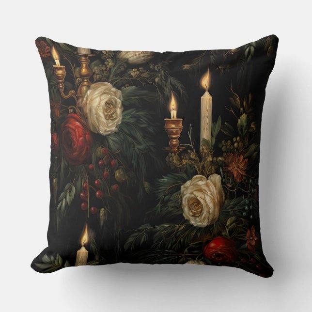 Almofada Botânica de Balé de Natal Sombreado (Frente)