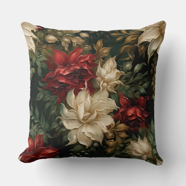 Almofada Botânica de Balé de Natal Sombreado (Frente)