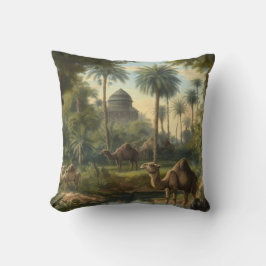 Almofada Botânica: dromedários na selva perto de um rio