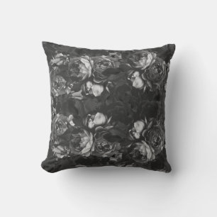 Almofada Botânica Floral Rosa Preto Pintinho Moderno