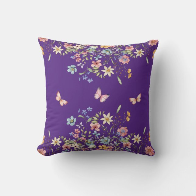 Almofada Botânica Floral Roxa (Frente)