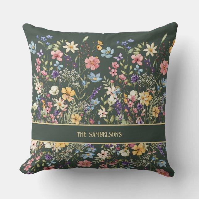 Almofada Botânica Verde Salvia Personalizada (Frente)